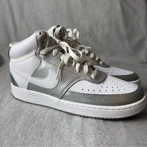 Nike court Vision Mid CD5436-108 White and Silver Sneakers